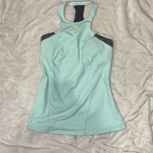 Zella Turquoise Blue Halter Work Out Tank Top with Built In Bra